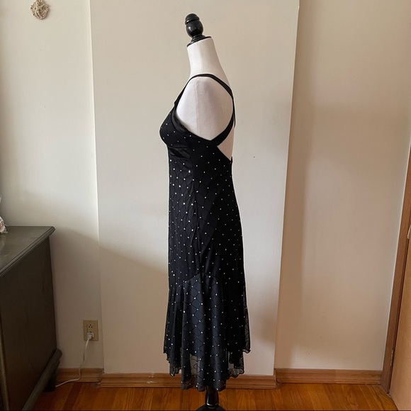 Vintage 90s Y2K black semi formal halter dress slip dress glitter - Picture 7 of 10